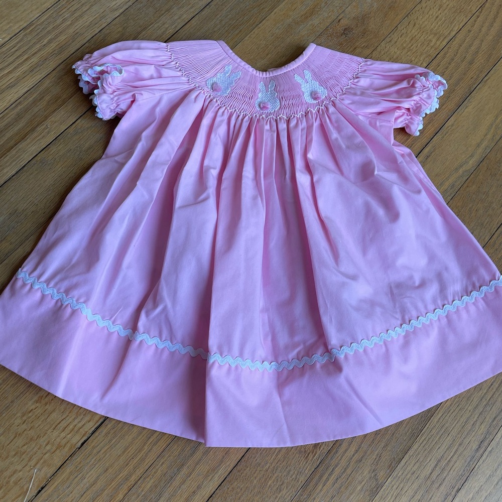 Classic Whimsy pink Easter bunny dress Pom Pom tail 3m